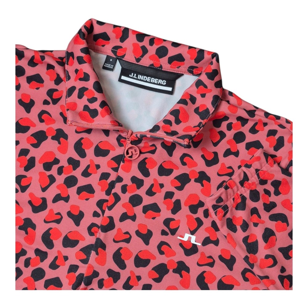 J. Lindeberg Ana‎ Golf Mid Layer 1/2 Quarter Zip Pink Leopard Print Women's S